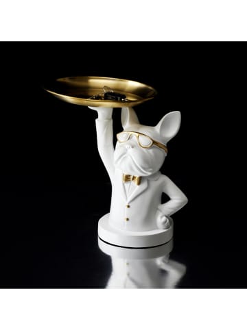 Rétro Chic Dekoracja "Bulldog" w kolorze białym - 21 x 21 x 18 cm