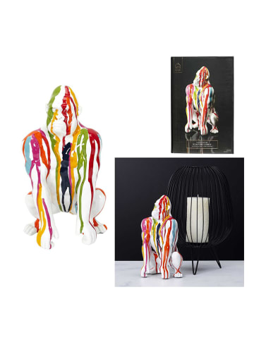 Rétro Chic Figurka dekoracyjna "Gorilla" w kolorze białym ze wzorem - wys. 24 cm