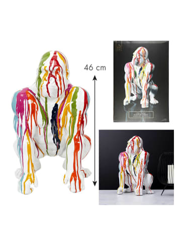 Rétro Chic Figurka dekoracyjna "Gorilla" w kolorze białym ze wzorem - wys. 46 cm
