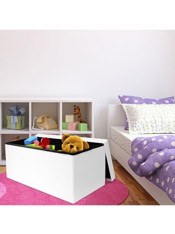 Rétro Chic Skrzynia w kolorze białym do siedzenia - 76 x 38 x 38 cm