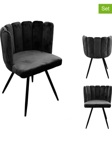 Rétro Chic 2-delige set: fauteuils "Ariel" zwart - (B)59 x (H)89,5 x (D)66 cm