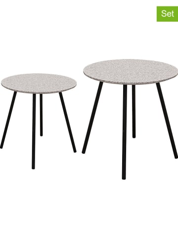 Rétro Chic 2-delige set: bijzettafels grijs/zwart