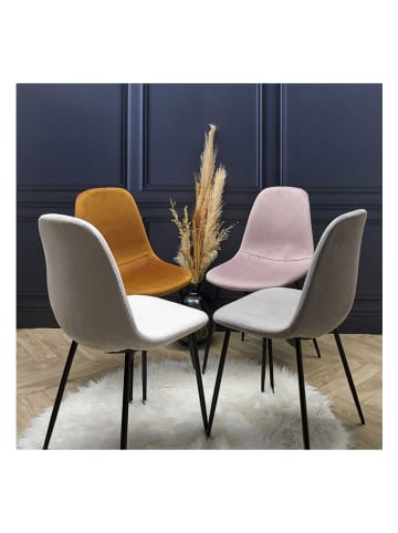 Rétro Chic 4-delige set: eetkamerstoelen "Giulia" mosterdgeel - (B)42,5 x (H)87 x (D)44 cm