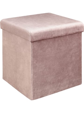 The Home Deco Kids Hocker "Giulia" w kolorze jasnoróżowym ze schowkiem - 38 x 38 x 38 cm