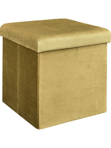 Rétro Chic Kruk met opbergruimte "Giulia" mosterdgeel - (B)38 x (H)38 x (D)38 cm