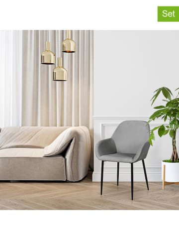 Rétro Chic 2-delige set: eetkamerstoelen "Giulia" grijs - (B)59 x (H)84 x (D)44,5 cm