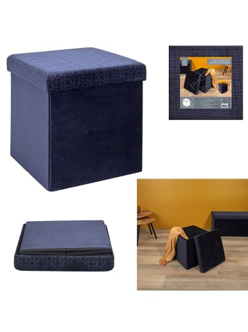 Rétro Chic Kruk met opbergruimte donkerblauw - (B)38 x (H)38 x (D)38 cm