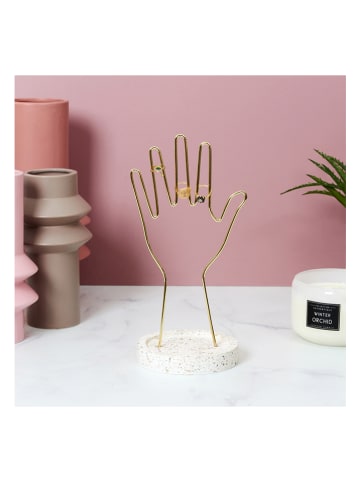 THE HOME DECO FACTORY Stojak "Terazzo" w kolorze złoto-beżowym na biżuterię - wys. 28 x Ø 16 cm