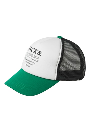JACK & JONES Junior Czapka "Script" w kolorze zielono-białym