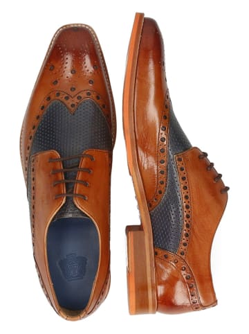 MELVIN & HAMILTON Leren veterschoenen "Martin 15" lichtbruin/donkerblauw