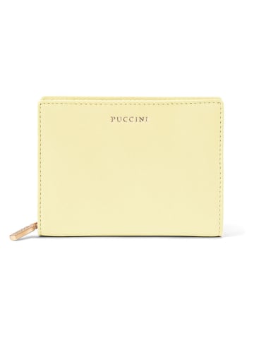Puccini Skórzany portfel "Zen" w kolorze żółtym - 13 x 10 x 2 cm