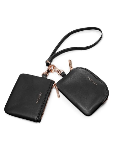 Puccini Leder-Schlüsselanhängerset "Zen" in Schwarz - (B)10 x (H)8 x (T)2 cm