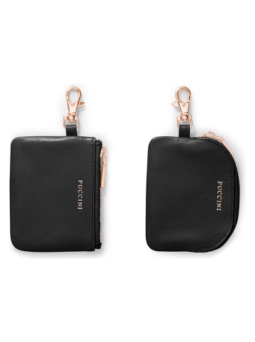 Puccini Leder-Schlüsselanhängerset "Zen" in Schwarz - (B)10 x (H)8 x (T)2 cm