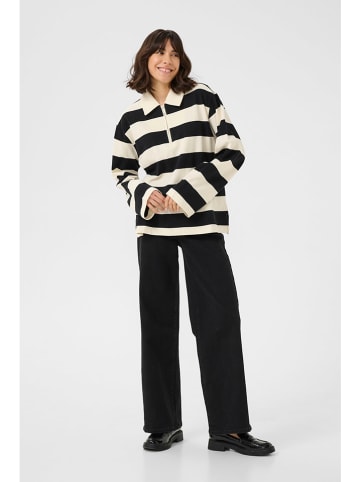 Kaffe Poloshirt crème/zwart