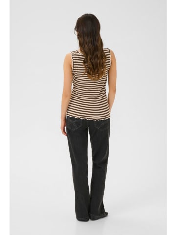 Cream Top in Creme/ Braun