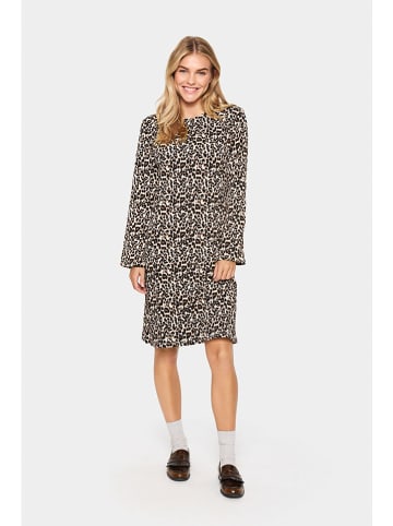 SAINT TROPEZ Sukienka "Ilyssa" w kolorze jasnobrązowo-czarno-beżowym