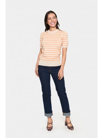 SAINT TROPEZ Pullover in Beige/ Orange