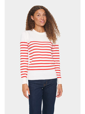 SAINT TROPEZ Pullover in Weiß/ Rot