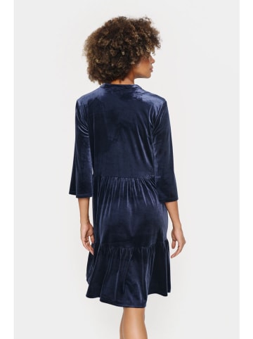 SAINT TROPEZ Fluwelen jurk  donkerblauw