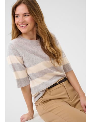 CULTURE Wollpullover in Grau/ Weiß