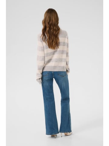 CULTURE Wełniany kardigan w kolorze szaro-białym