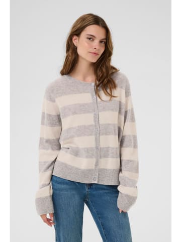 CULTURE Wollcardigan in Grau/ Weiß