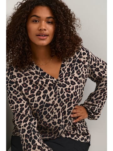 KAFFE curve Bluzka "Mirta Tilly" w kolorze beżowo-czarnym