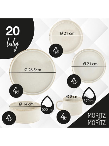 Moritz & Moritz 20-delige serviesset "Castello" wit/crème