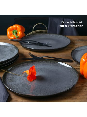 Moritz & Moritz 6er-Set: Speiseteller "Vida" in Anthrazit - Ø 27 cm