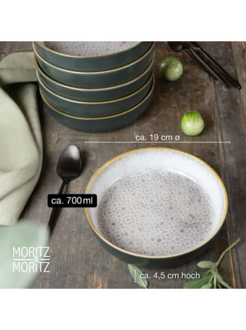 Moritz & Moritz 6er-Set: Suppenteller "Terra" in Blau/ Braun - Ø 19 cm