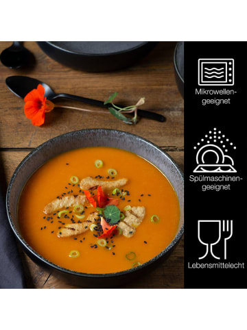 Moritz & Moritz 6er-Set: Suppenteller "Vida" in Anthrazit - Ø 19 cm