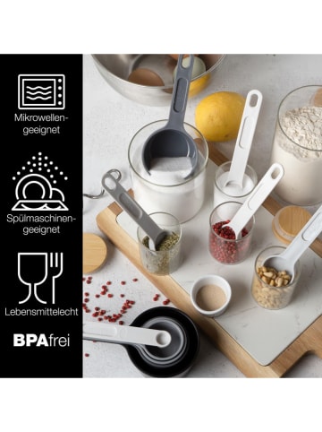 Moritz & Moritz 10-delige set: maatlepels grijs/lichtgrijs - (L)19 cm