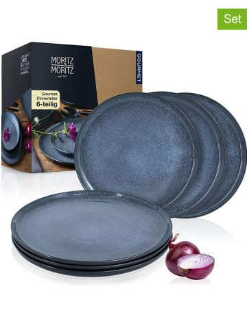 Moritz & Moritz 6er-Set: Speiseteller "Vida" in Blau - Ø 27 cm
