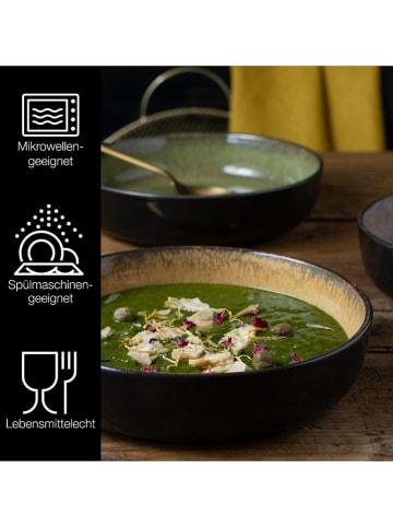 Moritz & Moritz Talerze głębokie (6 szt.) "Vida" w kolorze żółto-zielono-szarym - Ø 19 cm