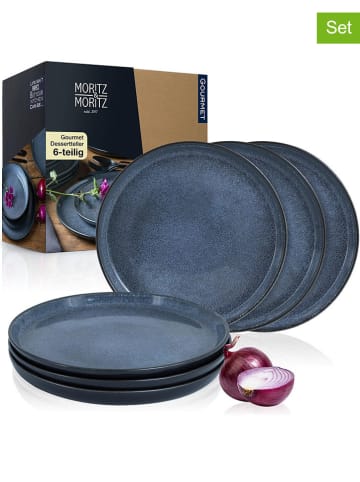 Moritz & Moritz Talerzyki deserowe (6 szt.) "Vida" w kolorze niebieskim - Ø 20 cm