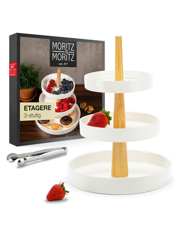 Moritz & Moritz Etagere in Weiß/ Hellbraun - (H)33 cm