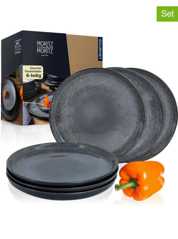 Moritz & Moritz Talerzyki deserowe (6 szt.) "Vida" w kolorze antracytowym - Ø 20 cm