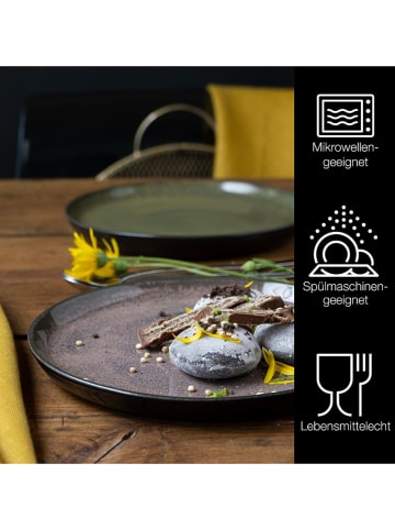 Moritz & Moritz 6-delige set: dessertborden "Vida" geel/groen/grijs - Ø 20 cm