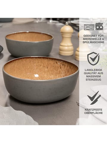 Moritz & Moritz 2-delige set: serveerschalen "Organic" grijs/lichtbruin - Ø 23 cm