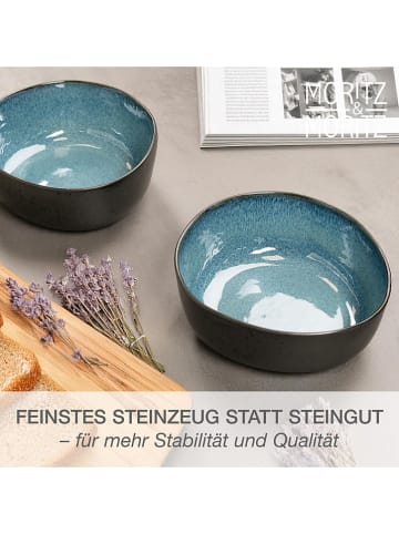 Moritz & Moritz 2-delige set: serveerschalen "Organic" grijs/blauw - Ø 23 cm