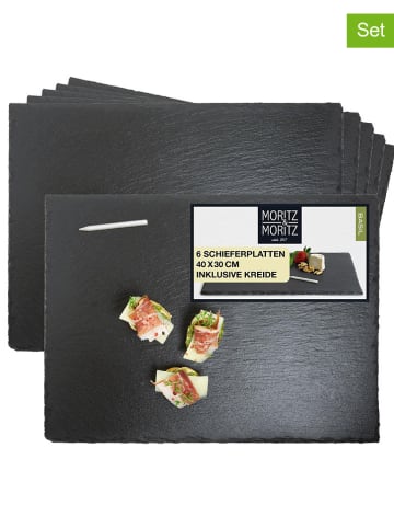 Moritz & Moritz 6er-Set: Servierplatten in Schwarz - (L)40 x (B)30 cm