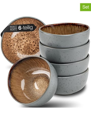 Moritz & Moritz 6er-Set: Schalen "Organic" in Grau/ Hellbraun - Ø 15,5 cm