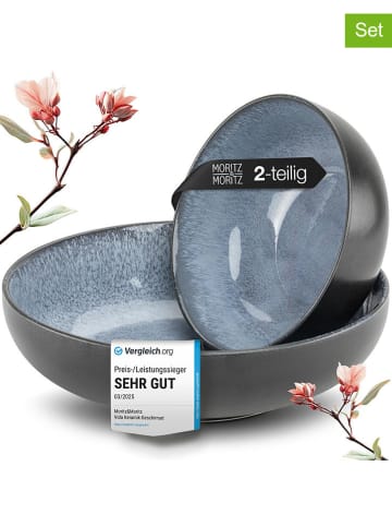 Moritz & Moritz 2er-Set: Servierschalen "Vida" in Blau - Ø 23 cm 