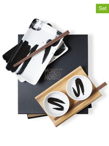 Moritz & Moritz 10-delige sushiset "Pinselstriche" wit/zwart