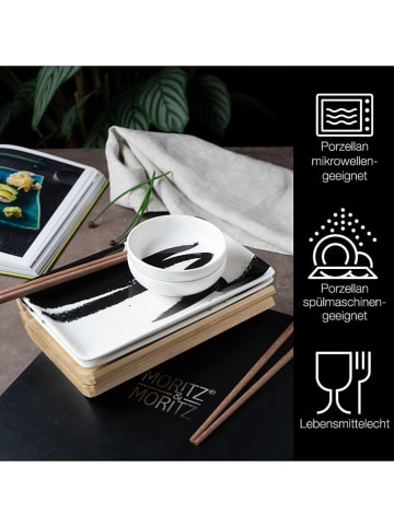 Moritz & Moritz 10tlg. Sushi-Set "Pinselstriche" in Weiß/ Schwarz