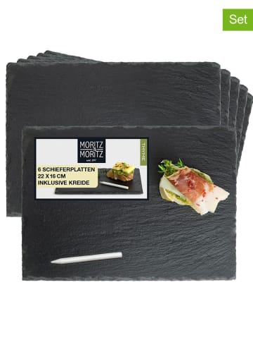 Moritz & Moritz 6er-Set: Servierplatten in Schwarz - (L)22 x (B)16 cm