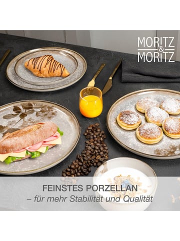 Moritz & Moritz 2er-Set: Servierteller "Blossom" in Hellgrau/ Beige - Ø 30 cm 