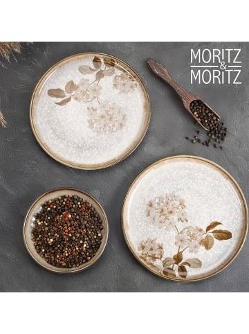 Moritz & Moritz 2-delige set: Serveerbord "Blossom" lichtgrijs/beige - Ø 30 cm