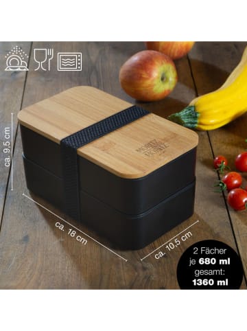 Moritz & Moritz Pojemnik "Bento" w kolorze czarno-jasnobrązowym na lunch - 1,36 l