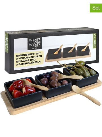 Moritz & Moritz 7-delige serveerset zwart/beige